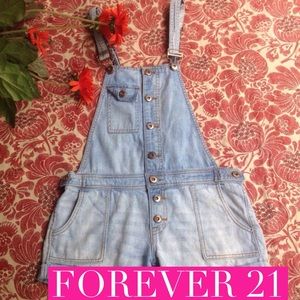 Forever 21 Premium Denim Coverall Shorts